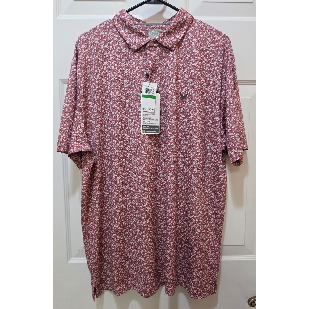 Callaway Opti-Dri Golf Polo Mens Large Mesa Rose Geometric Print CGKFF0M7BF NWT